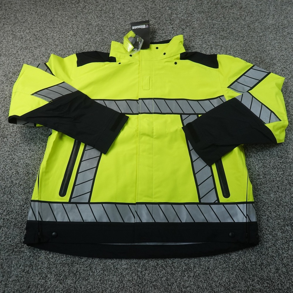 NEW Blauer Jacket Mens XL Yellow Navy Hi Vis Reflective Windbreaker Rain Coat